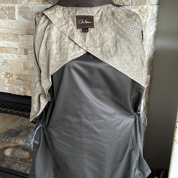 Cole Haan brown windbreaker lightweight jacket lambskin trim zip and snap close - Picture 7 of 16